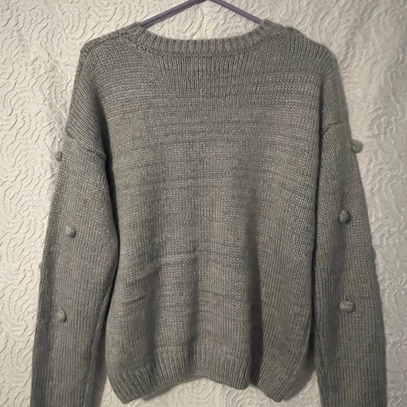Lumiere Gray Pom-Pom Sweater - Picture 2 of 4